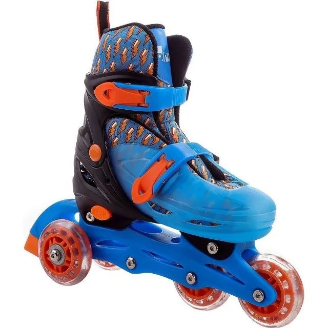 Patins Roller 4 Rodas in Line com kit Proteção Tamanho 28-31 Azul Brink+