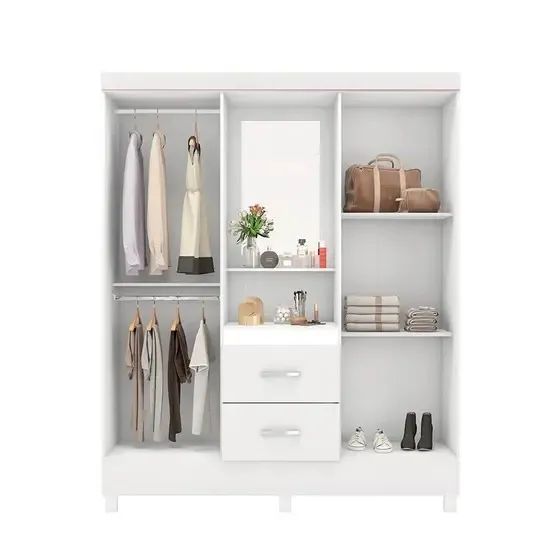 Guarda Roupa Capelinha Lord 4 Portas Flex Branco com Espelho - Demóbile  - Foto 2