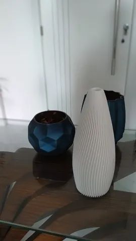 Vaso decor 3d estilo elegante moderno e sofisticado pla branco - Foto 4