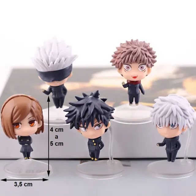 Kit com 05 bonecos Miniatura, Jujutsu Kaisen, action figure
