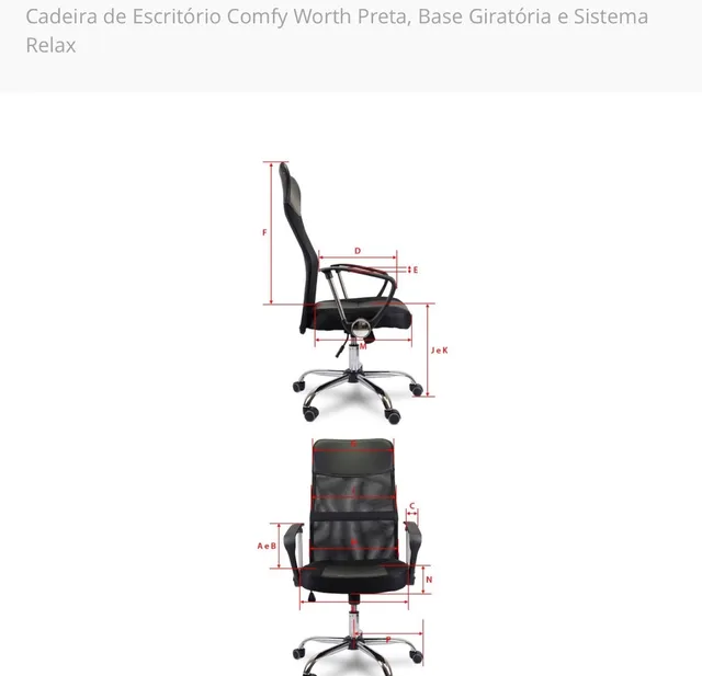 Cadeira de Escritório Comfy New Stance Plus Tela Mesh Preta, Base Giratória  e Sistema Relax
