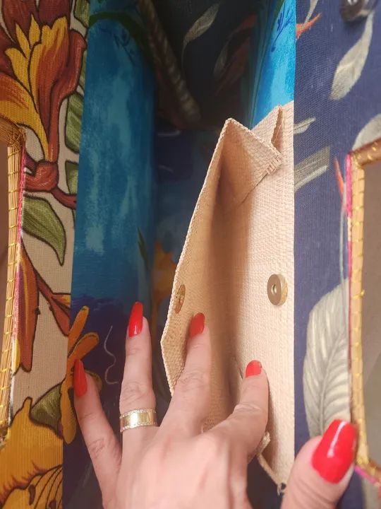 Sofisticada bolsa de palha estampada NOVA - Foto 5