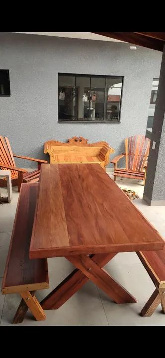 Mesa de madeira demolição em x - Foto 2