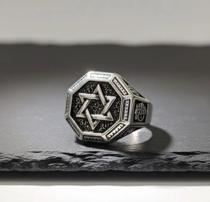 Anel  estrela de Davi em aço inoxidável 