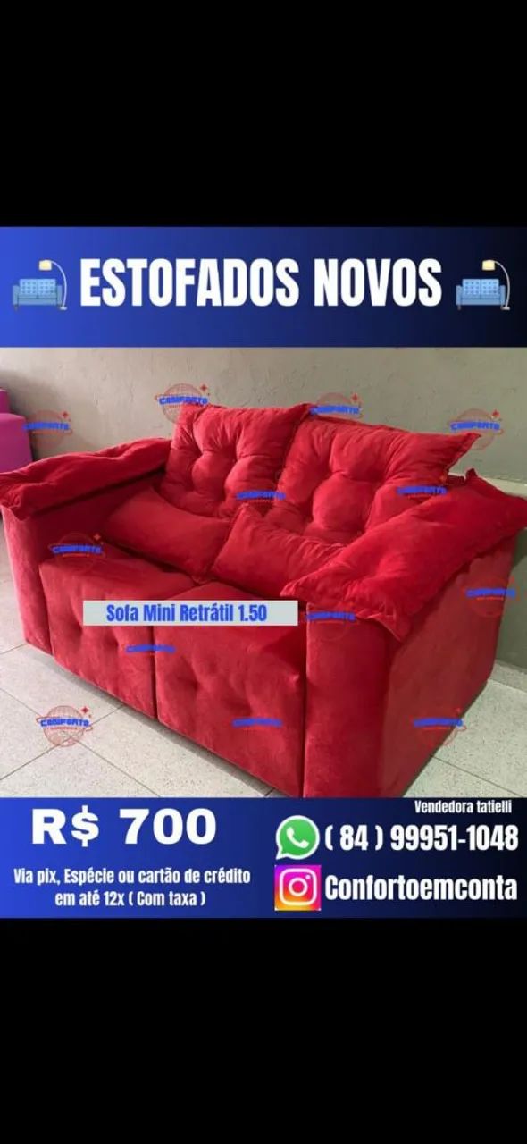 Sofá Mini Retrátil 1.50-Novo diretamente da fábrica  - Foto 5