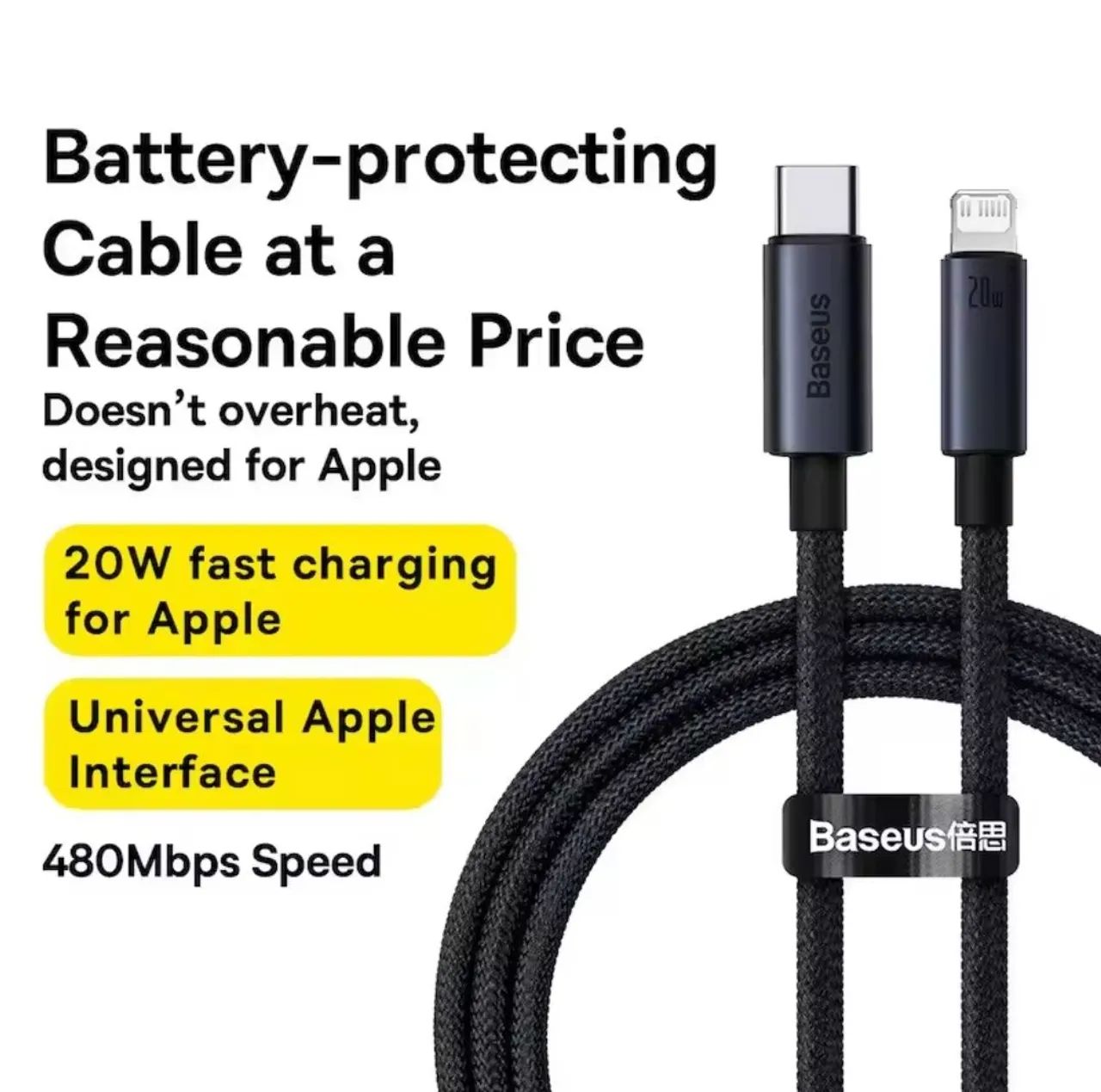 Cabo USB-C para Lightning Baseus 20W - Carregamento Rápido e seguro - Foto 4