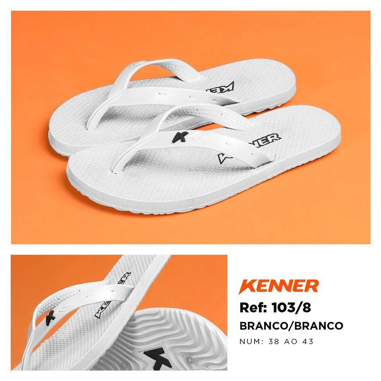 Chinelo Kenner Branco/Preto - Foto 2
