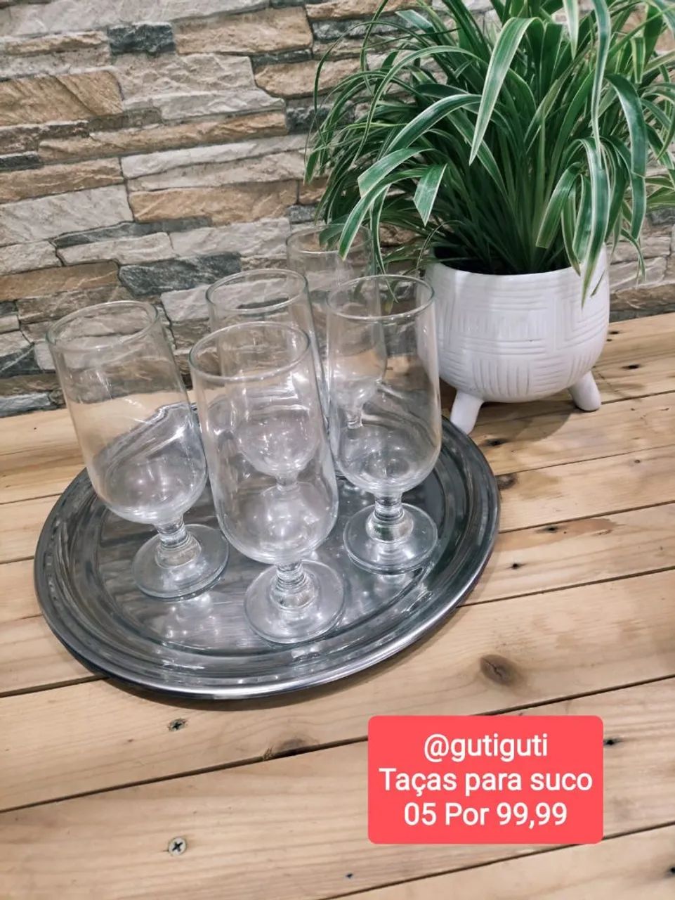 Jogo de 5 Taças de vidro para Suco por R$65,00 