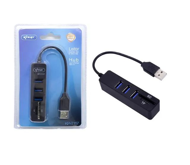 Hub Usb  3 Portas Com Leitor De Cartão