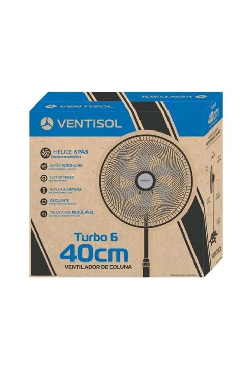 Ventilador De Coluna Preto 40cm Turbo 6 Pás 220V - Foto 4
