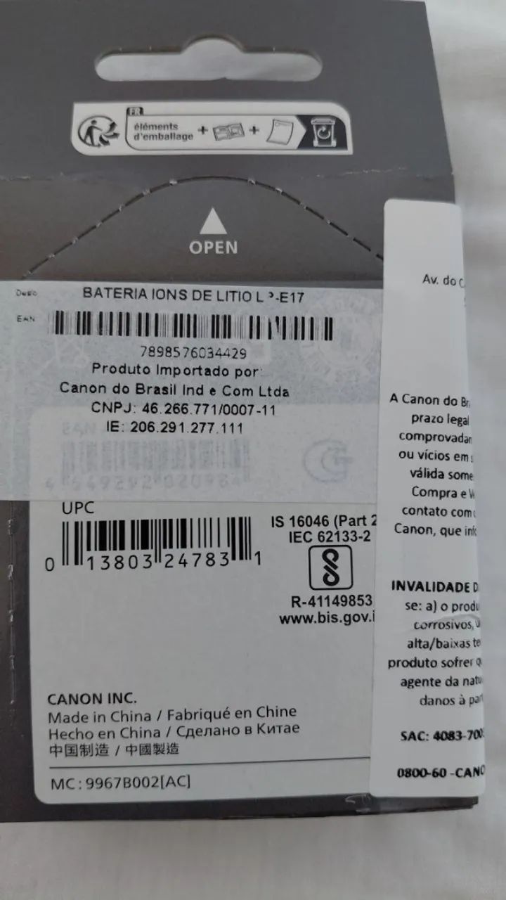 Bateria Canon LP-E17 para câmeras Canon T8i/T7i/T6s/T6i/SL3/SL2/77D/RP/R8/R10/R50/R100/M6 - Foto 4