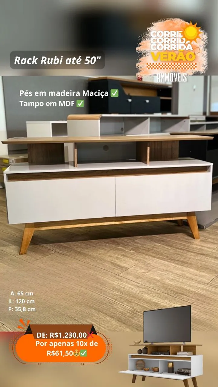 Rack Rubi até 50" - Design Moderno e Elegante
