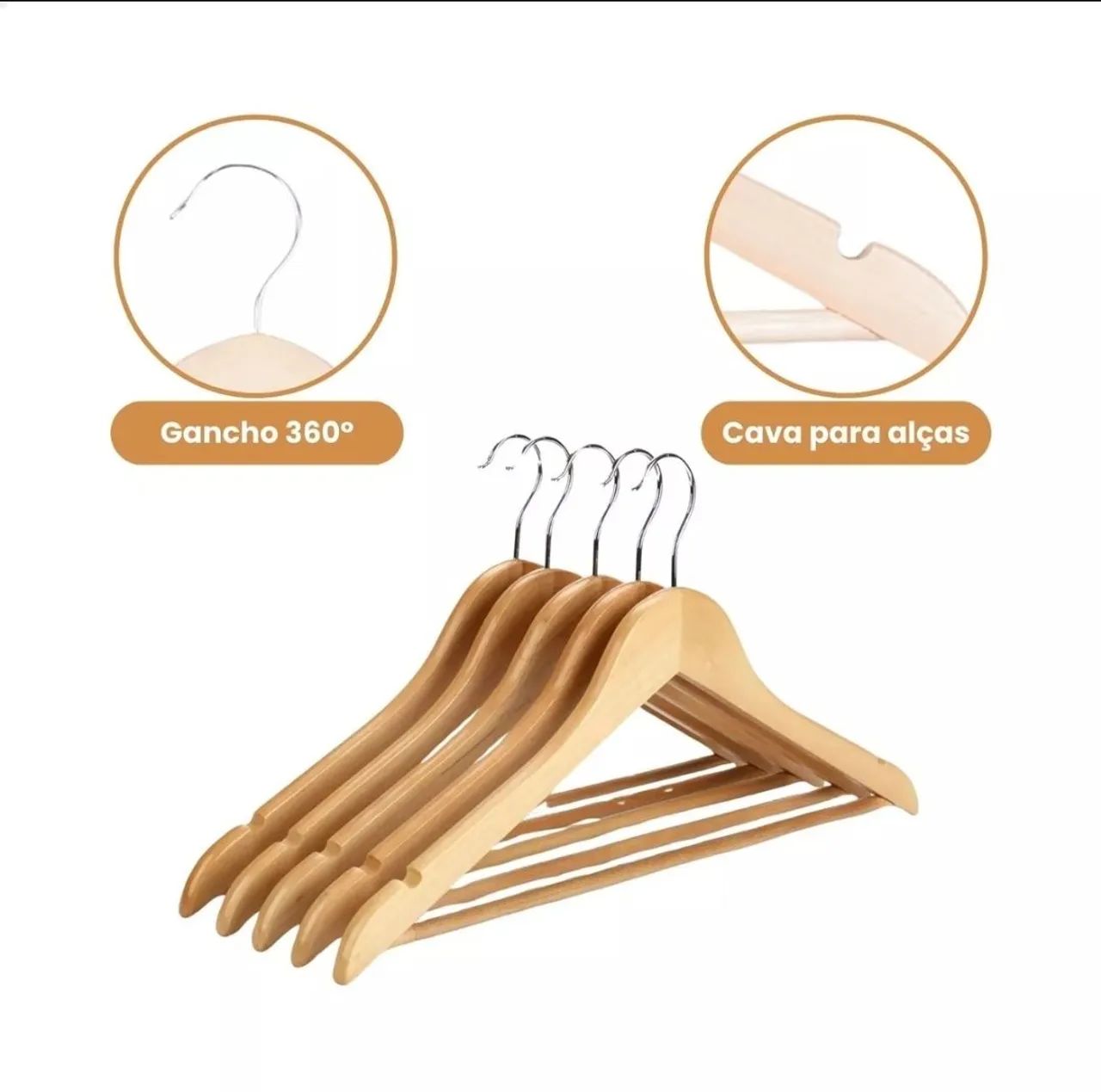 Cabides de madeira para roupas R$5.00 cada