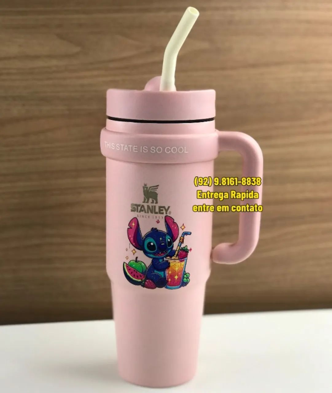 Copo Termico Lilo Stitch 900ml Com Canudo - Entrega Rápida - Foto 2