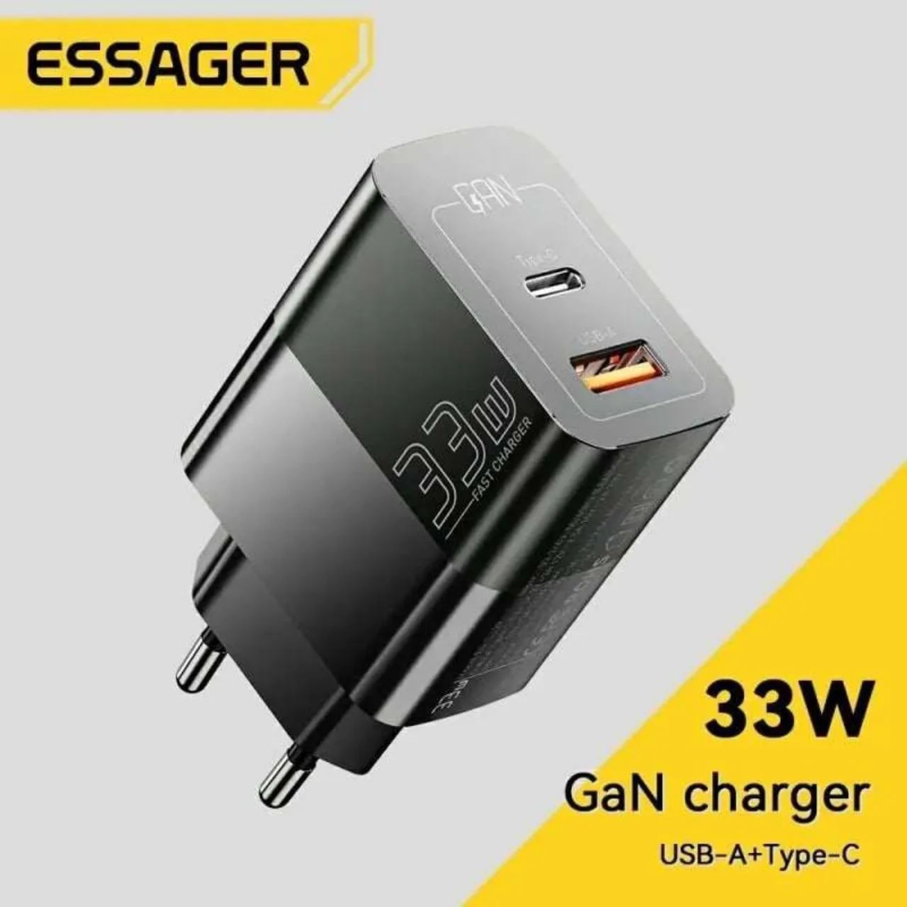 Carregador Completo Rápido 33W GaN para Celular - USB-A + Type-C 100w