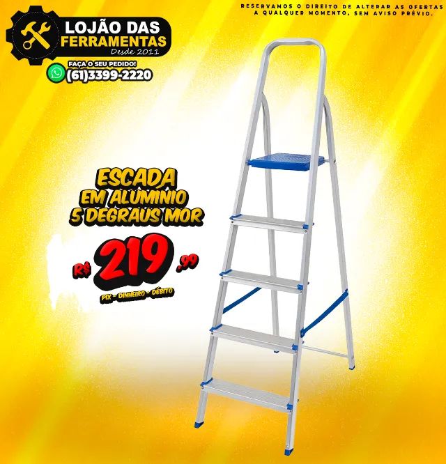 Escada 5 Degraus em Alumínio Mor