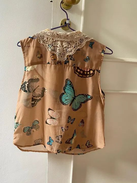 Blusa Farm nude renda e seda  - Foto 3