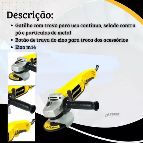 ESMERILHADEIRA STANLEY 4.1/2POL 1000W 220V - STGS1011-B2 - Foto 3