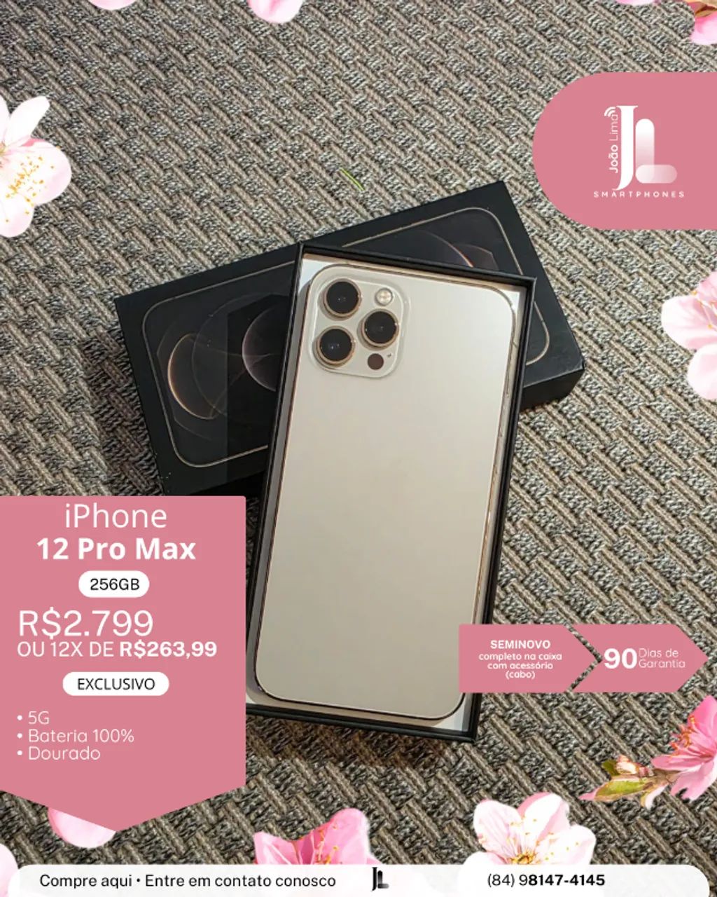IPHONE 12 PRO MAX, 5G, 256GB, SEMINOVO, EXCLUSIVO! - Celulares e