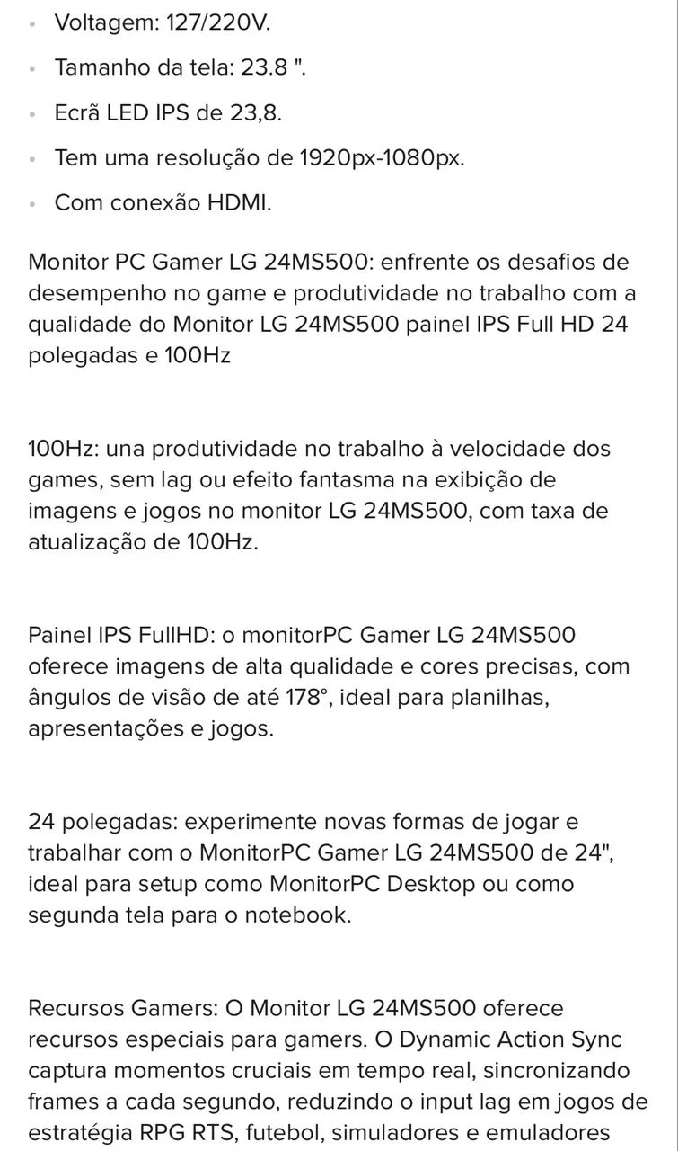 MONITOR GAMER LG 24 ms Ips FULL HD 100HZ - Foto 5