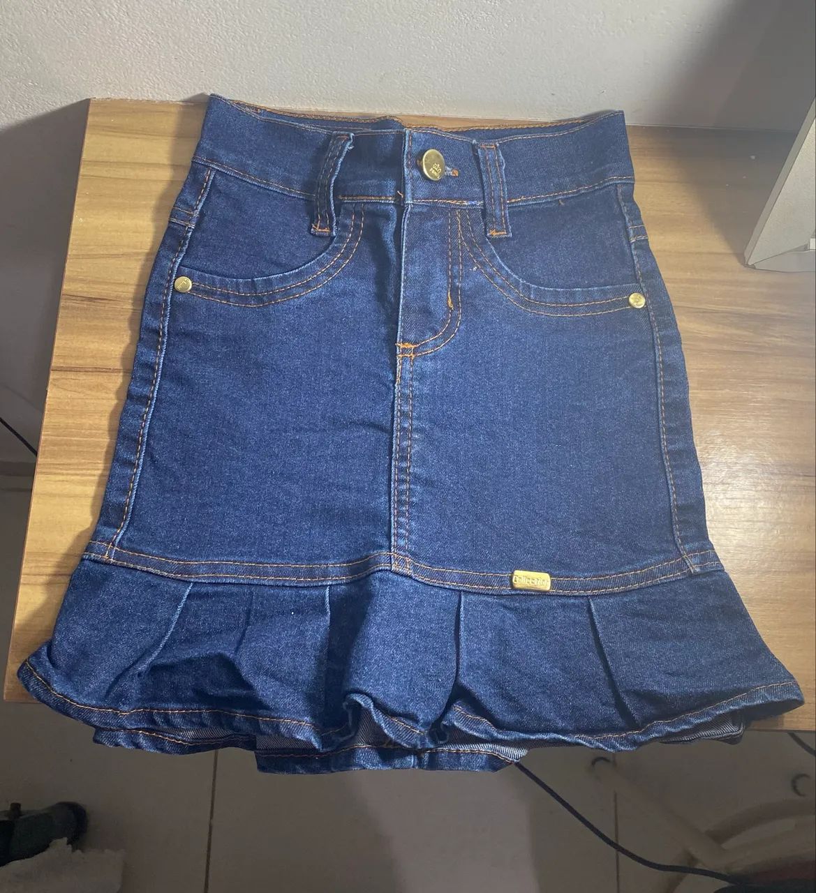 Saia jeans infantil