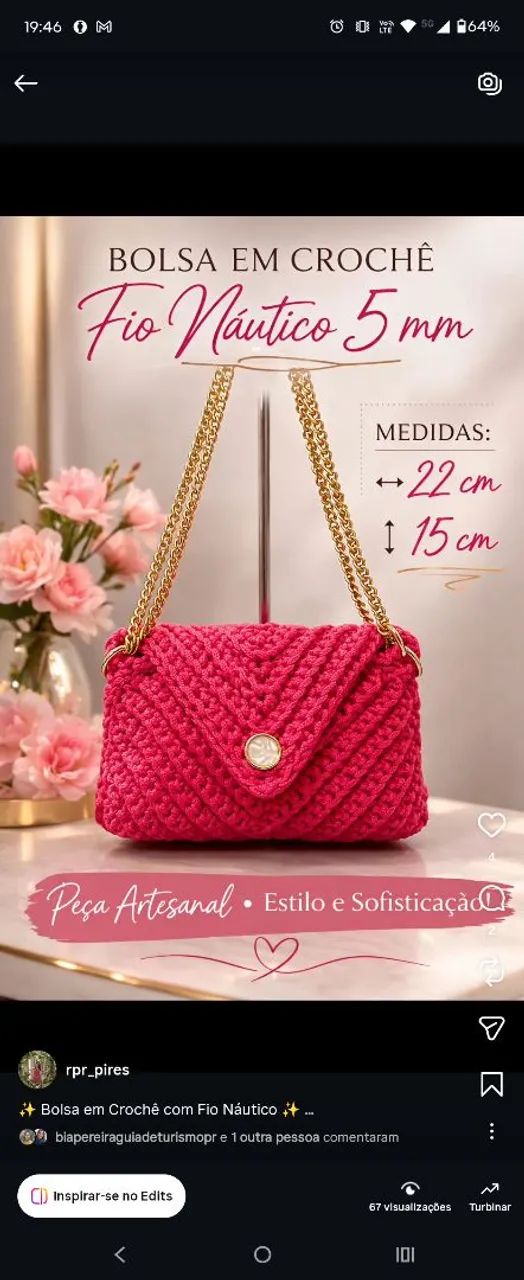 Bolsa em crochê  - Foto 2