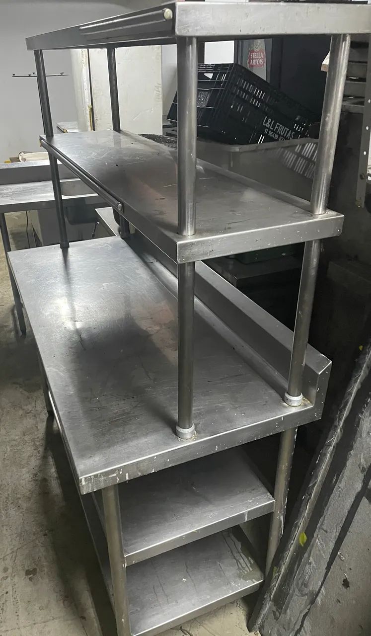 Mesa de inox com prateleira superior 1,40 X 60 - Foto 4
