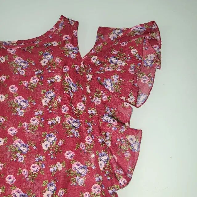 Blusa vinho florida - usada - Foto 5