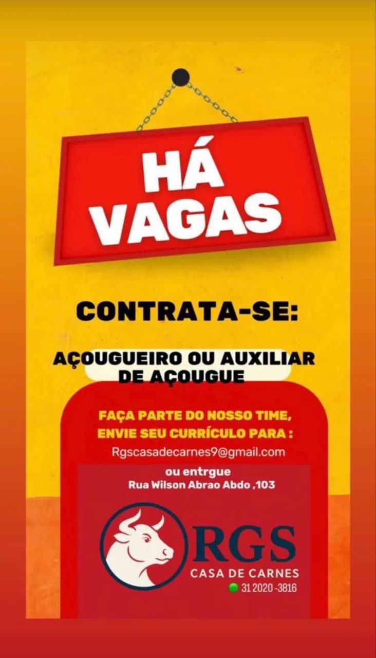 Vaga para açougueiro ou auxiliar 