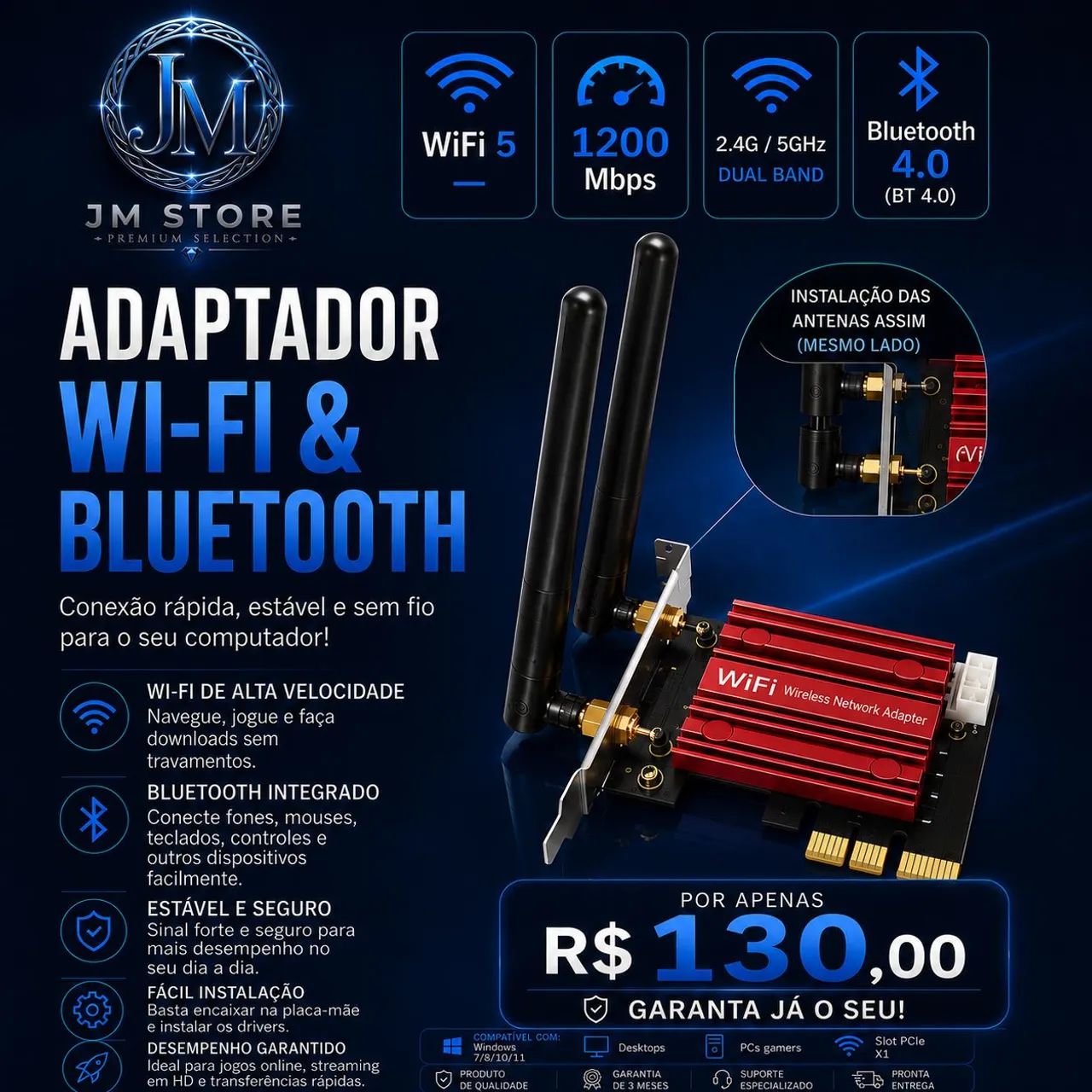 Adaptador Wi-fi & Bluetooth 