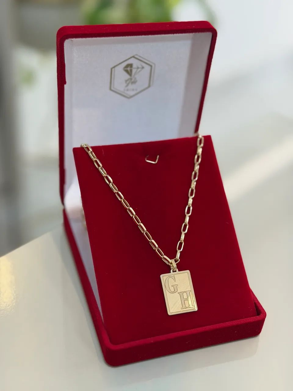Corrente tijolinho com pingente ouro 18K - Foto 2