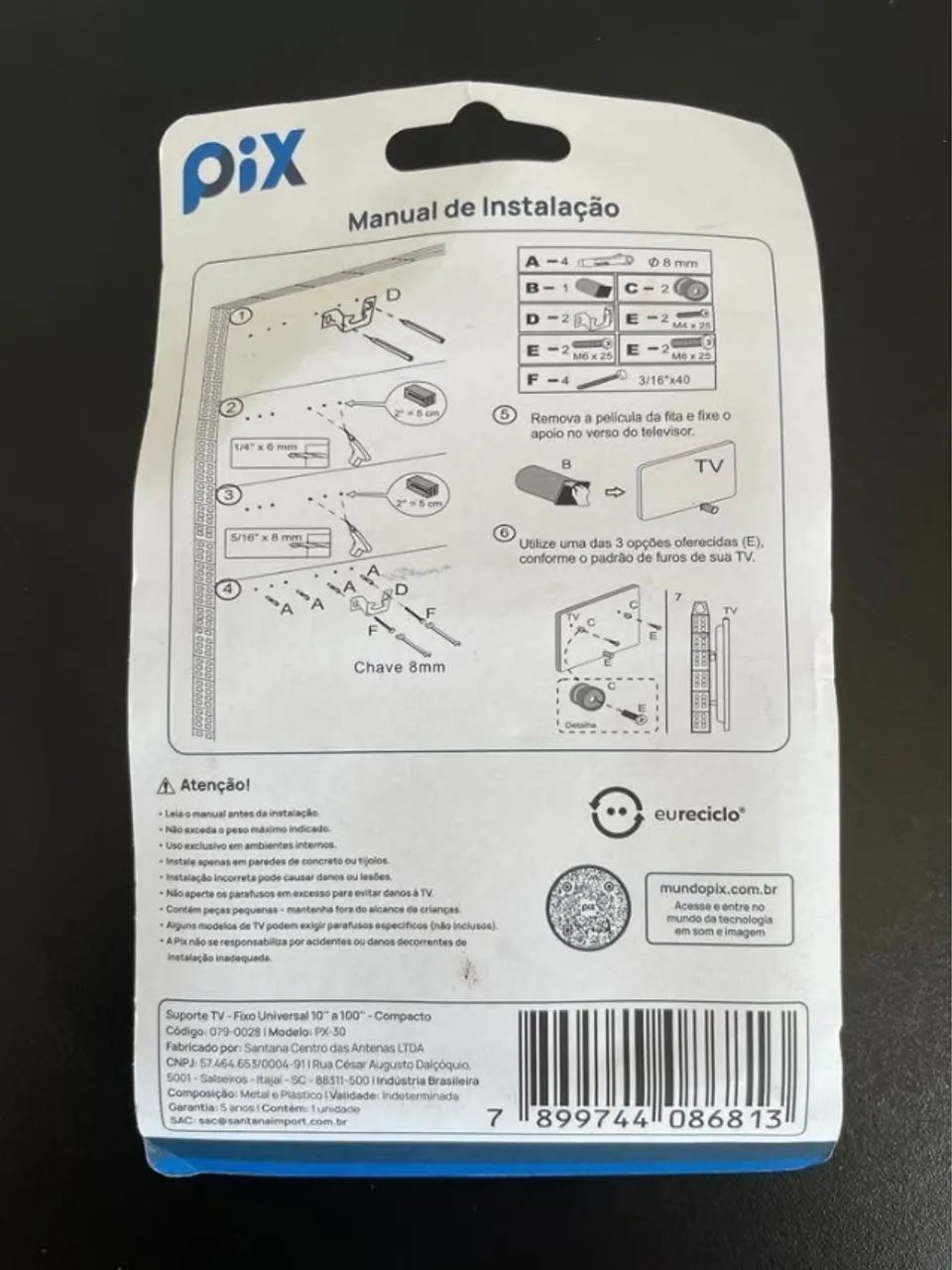 Suporte Universal para TV de 10 a 100 Polegadas com Buchas e Parafusos a Pronta Entrega - Foto 3