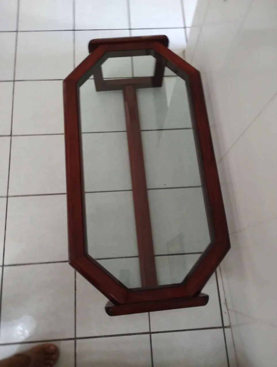 Mesa de centro madeira tampo de vidro