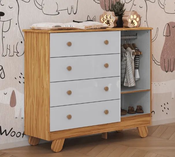 Comoda Pingo 1 Porta Lisa, 100% MDF - Peroba - Foto 2