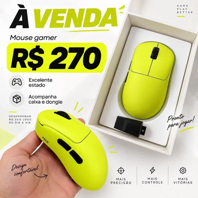 Mouse Rapoo VT3 Max Gen 2 8K Amarelo + Caixa Completo