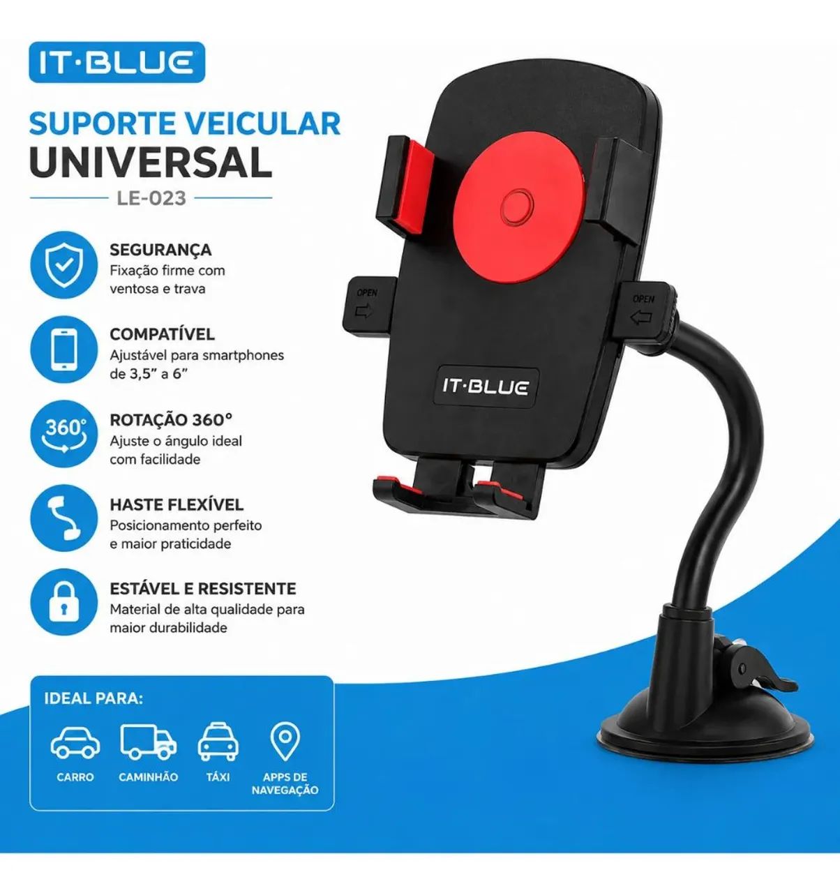 SUPORTE VEICULAR UNIVERSAL PARA CELULAR - Foto 3