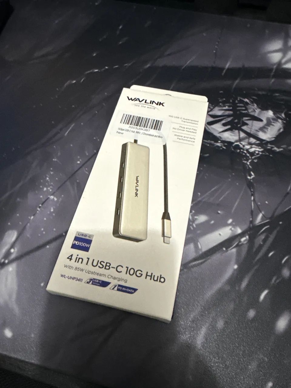 Hub USB-C Wavlink 4 em 1 10Gbps PD 100W com Carregamento 85W