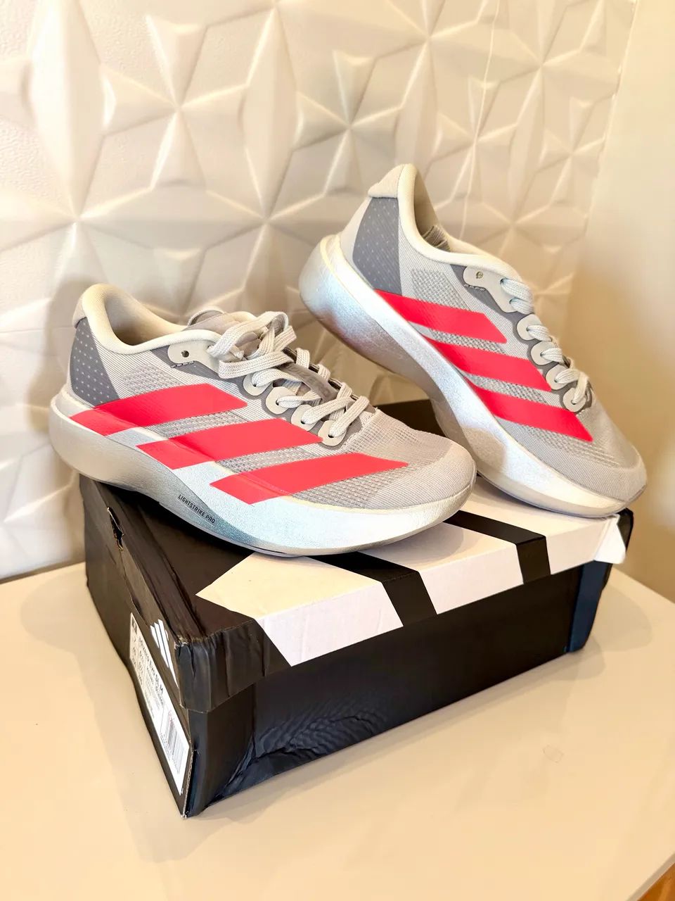 Adidas Adzero Evo SL Cinza e Vermelho - Tamanho 38