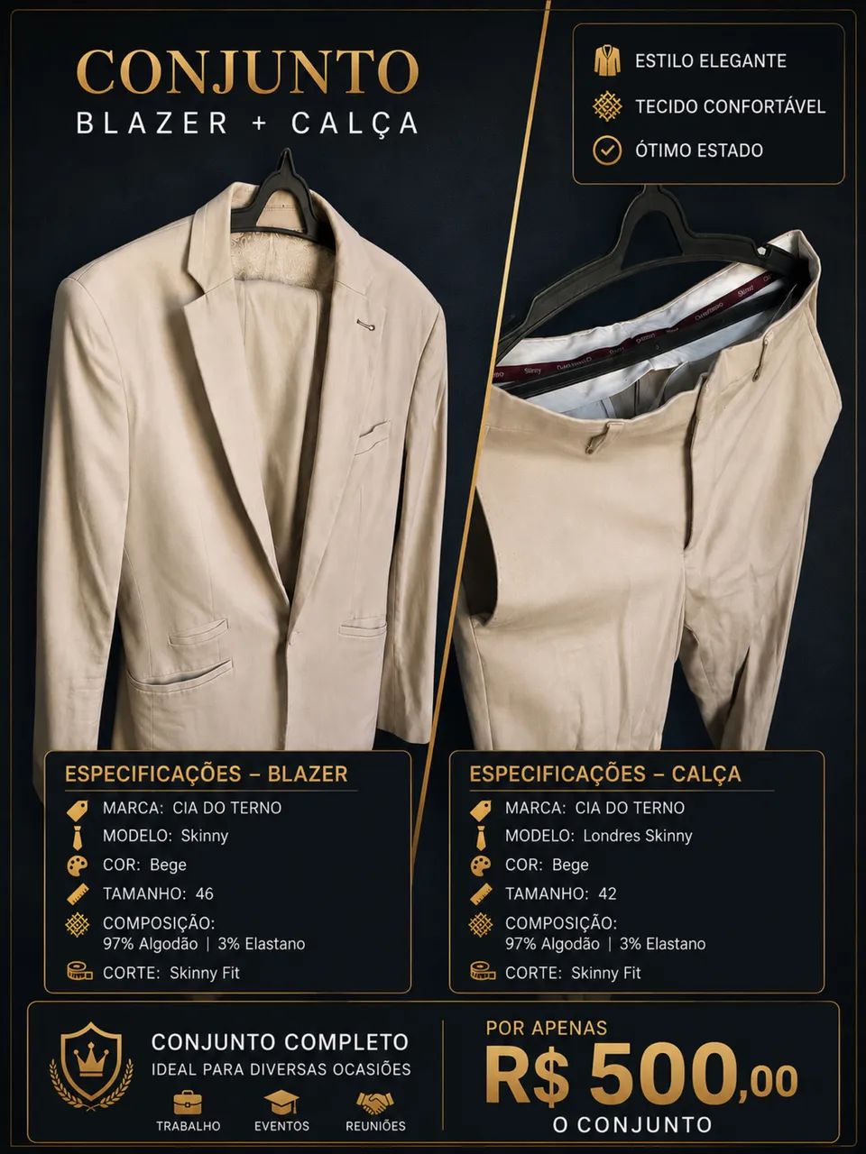 Blaze Conjunto Social Masculino Cia do Terno