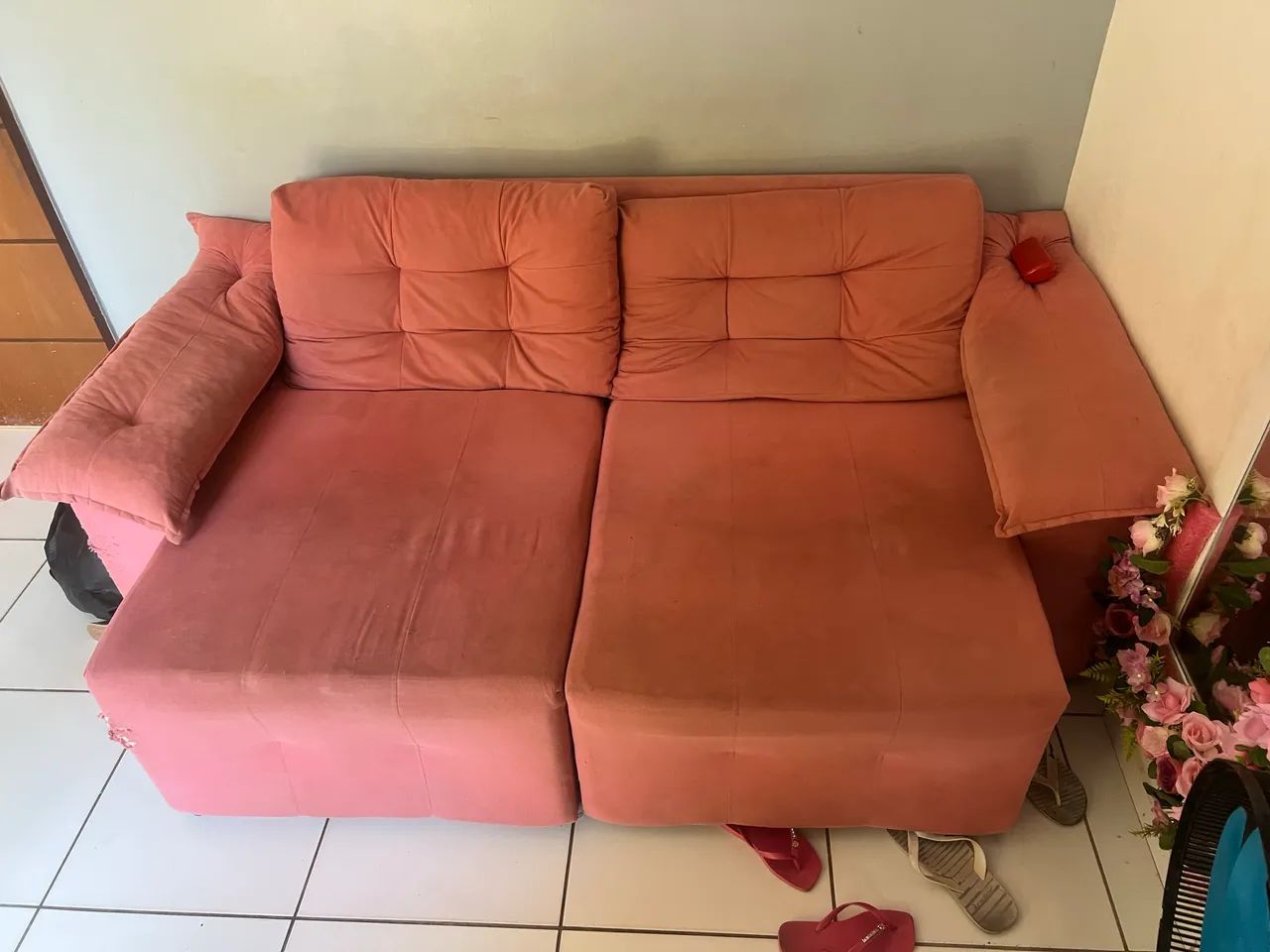 Sofá cama rosa