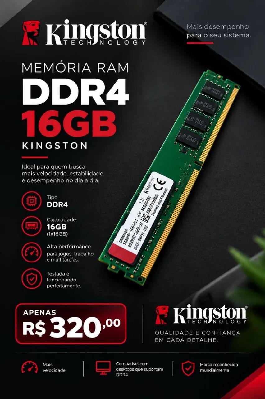 Memória RAM DDR4 16gb