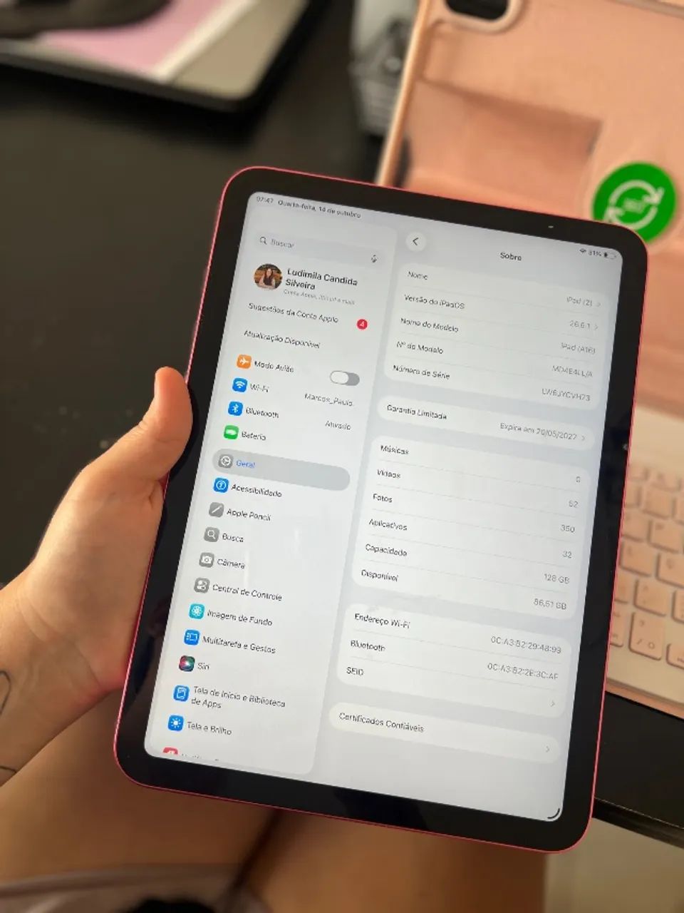 iPad A16 (usado 1 mês) com capa, teclado e mouse  - Foto 4