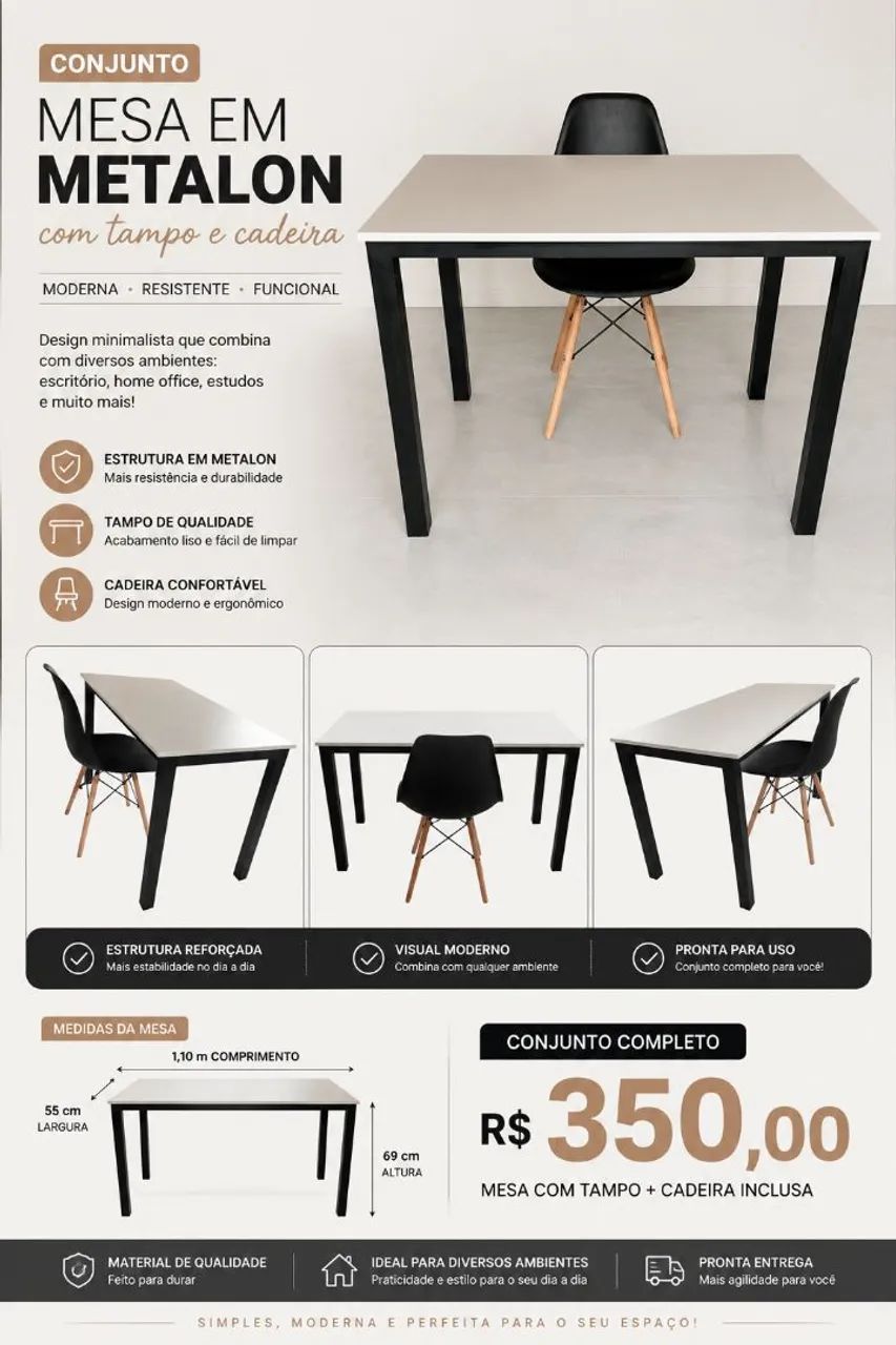 ? CONJUNTO MESA EM METALON + CADEIRA ?