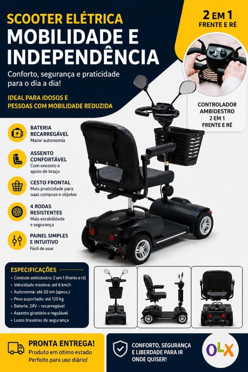 Carro elétrico idoso ou Scooter elétrica idoso ou portadores de necessidades especiais 