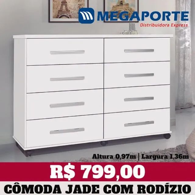 Cômoda com Rodízios 8 Gavetas (Novo) Entrega Grátis!  - Foto 4