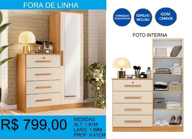 Comoda com espelho e chave - temos a pronta entrega  - Foto 3