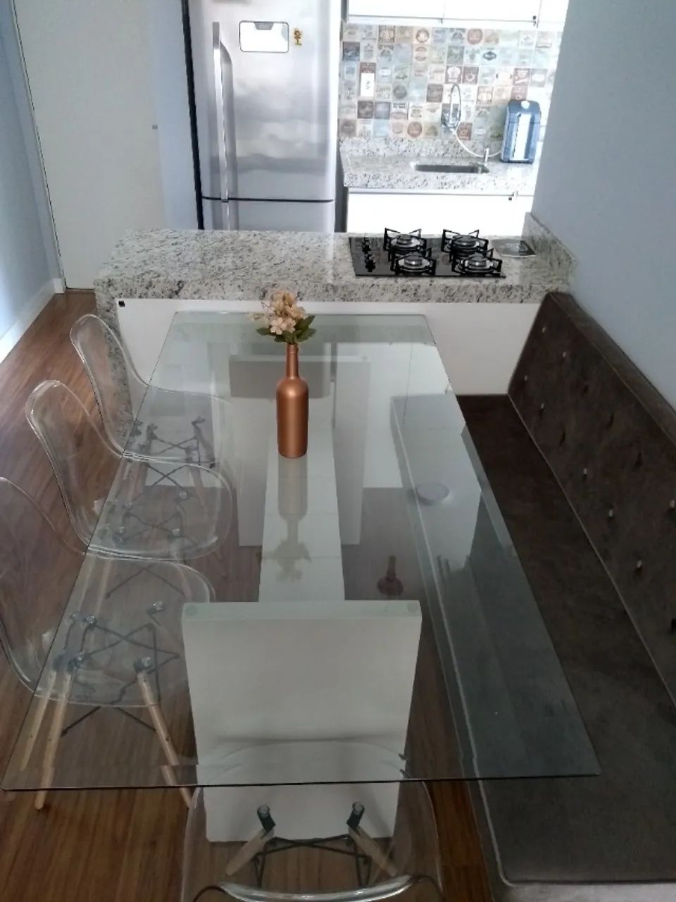 Mesa de Vidro e Base Off White 1,00 x 1,80m - Foto 2