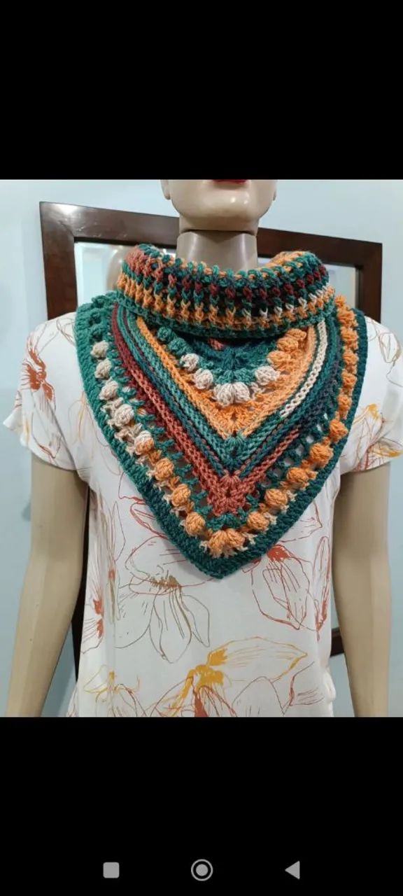 Gola turca de crochê fazemos na cor desejada - Foto 5