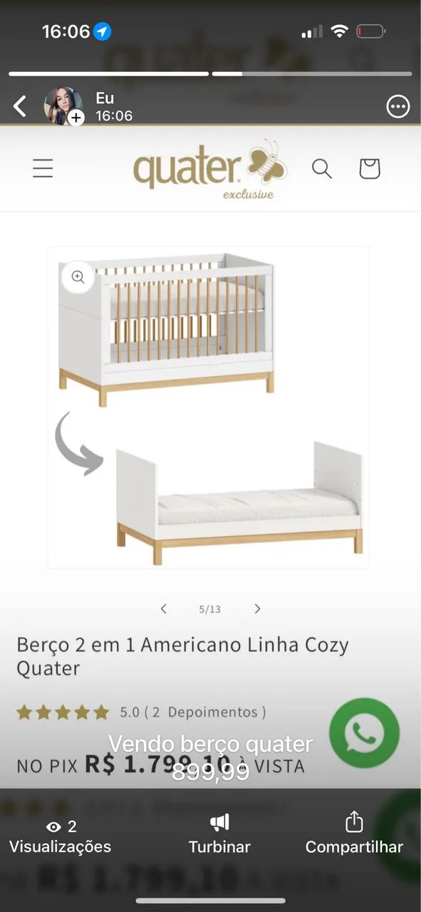 Berço quater 2 em 1  - Foto 2