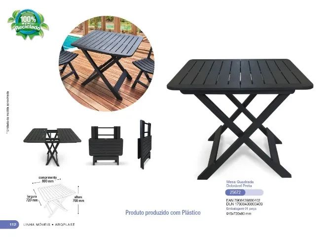 Jogo 4 Poltronas + Mesa Dobrável Plástica  - Foto 3